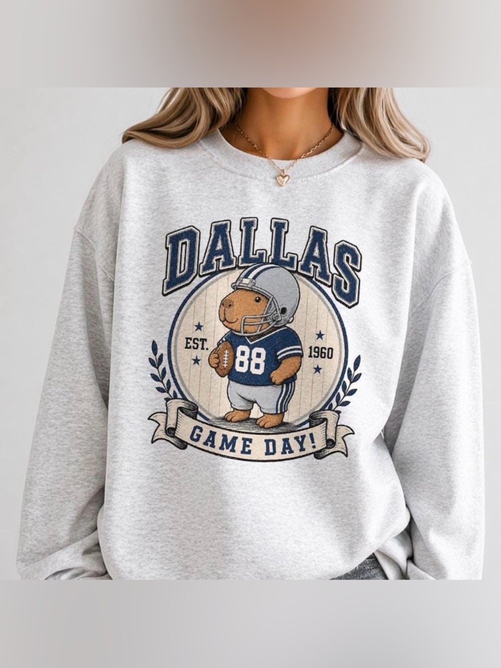 Dallas Capybara Football T-Shirt, Vintage Game Day Graphic Sweatshirt